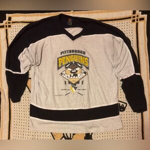 95 VINTAGE WARNER BROSXSUN SPORTSTaz NHL Pitt. Penguins Jersey Style Shirt Sz.XL